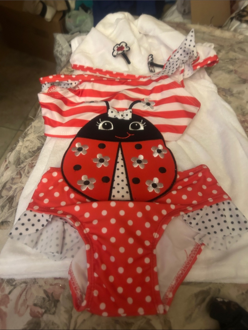 NWT Sz 3t ladybug swimsuit and coverup by baby buns